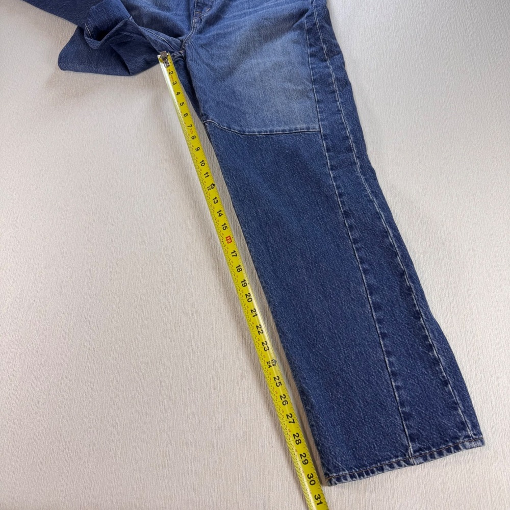 Madewell Women 29 Baggy Tapered Paneled Denim Jeans Blue Two Toned - Picture 6 of 12
